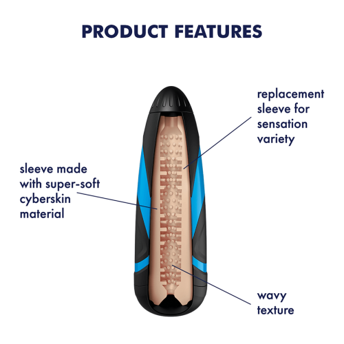 Satisfyer Men Kinky Waves - Внутренний рукав с пупырышками для мастурбатора Men, 21.8х7 см (бежевый)