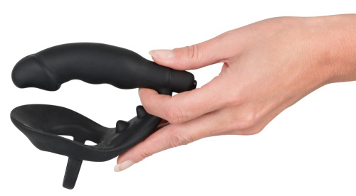 Эрекционное кольцо с анальной пробкой Black Velvets Ring & Vibro Plug