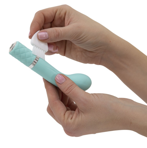 Pillow Talk Racy Teal - Роскошный вибратор с кристаллом Сваровски для точки G, 12.7х2.2 см. (голубой)