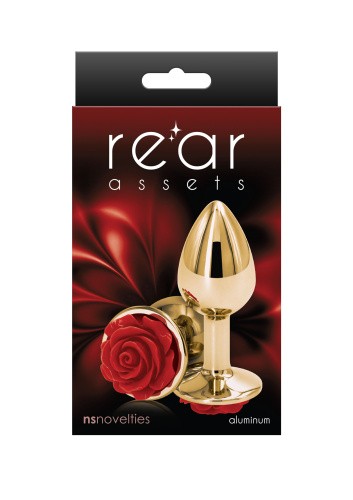 Ns Novelties Rose Buttplug S - Анальная пробка, 6,35х2,7 см (золотистая с красным)