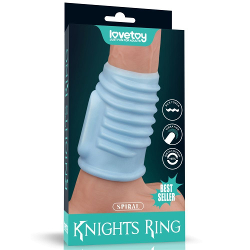 LoveToy Vibrating Spiral Knights Ring - вібронасадка на член, 10 см (блакитний) - купити в Києві, Україні