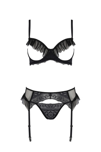 Комплект Passion KERRIA SET WITH OPEN BRA black, XXL/XXXL