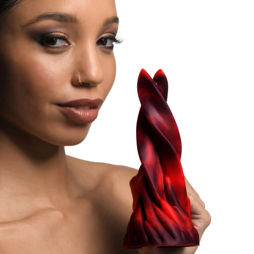 Creature Cocks Hell Kiss Twisted Tongues Silicone - фантазийный фаллоимитатор в виде языка монстра, 18.8х5.6 см (чёрный с красным)