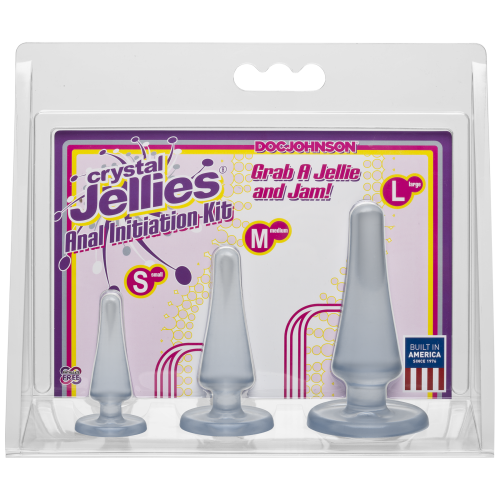 Doc Johnson Crystal Jellies Anal - Clear - набор анальных пробок, макс диаметр от 2 см до 4 см (прозрачный)