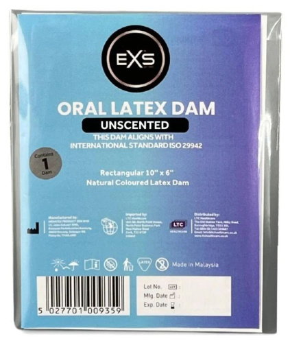 Латексна серветка для орального сексу EXS Oral Latex Dam Uncented без аромату - купити в Україні | Секс шоп SEX-SHOP.ua