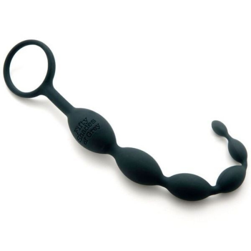 Fifty Shades of Grey Silicone Anal Beads - анальная цепочка, 18.4х2.4 см (черный)