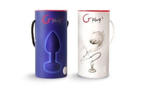 Gvibe Gplug - Большая дизайнерская анальная пробка с вибрацией, 10.5х3.9 см (синий)