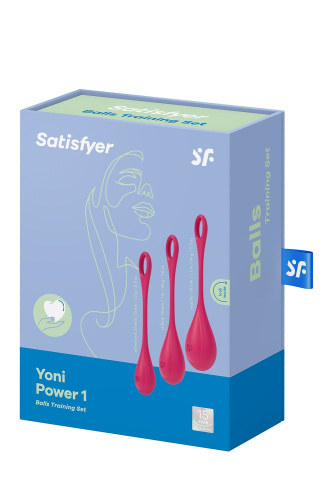 Satisfyer Yoni Power 1 набор йони бусин, диаметр 2-2,5-3 см, (красный)