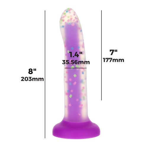 Фаллоимитатор ADDICTION Rave 8″ Glow in the Dark Dildo Purple Confetti , 20,3 см