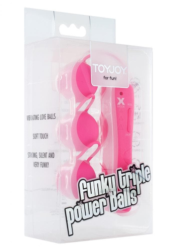 Вагинальные шарики с вибрацией Funky Triple Power Balls  (розовый)