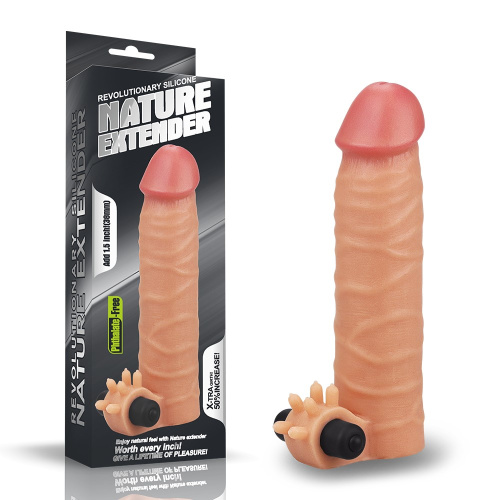 LoveToy Vibrating Nature Extender Add 1.5 " - Удлиняющая насадка с вибрацией, +2.5 см (телесный)