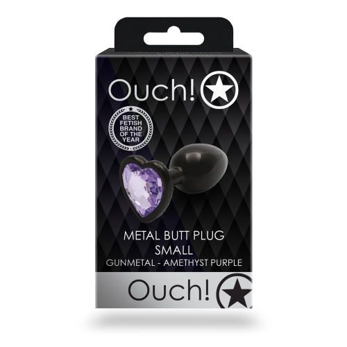 Металлическая анальная пробка с кристаллом Ouch! Heart Gem - размер S
