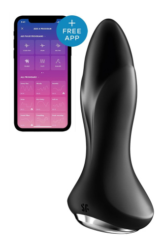 Satisfyer Rotator Plug 1+ - Анальна смарт-пробка, 12.8х3.8 см (чорна) - купити в Києві, Україні