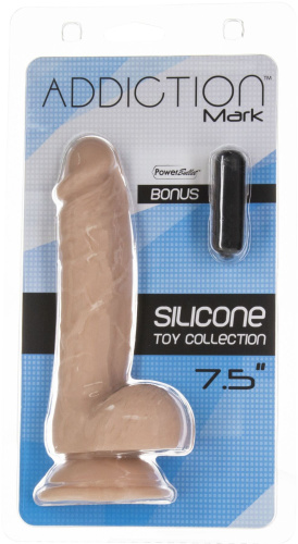 Addiction Mark 7.5" Dildo With Balls силиконовый фаллоимитатор с мошонкой и присоской, 19х3.8 см