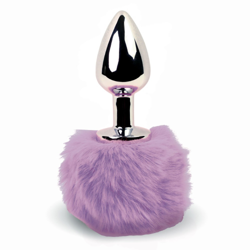 FeelzToys Bunny Tails Butt Plug - Анальная пробка с пушистым хвостиком, 7х2.5 см (фиолетовая)