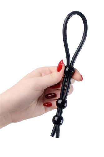 Toyfa Lasso 3 beads, silicone -  Эрекционная петля,  19,5 cм (черный)