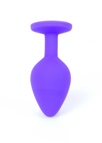 Boss Jewellery Purple Silicon Plug Medium Red Diamond - Анальная пробка с кристаллом, 8х3.5 см (фиолетовый с красным)