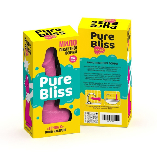 Pure Bliss Big - Крафтовое мыло-член с присоской, 18х4.2 см (розовый)