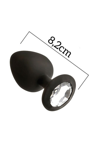 MAI Attraction Toys №48 анальная пробка с кристаллом, 8,2х3,5 см (чёрный)