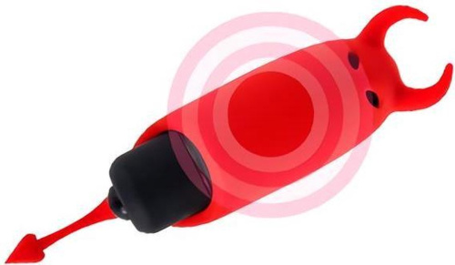 Adrien Lastic Pocket Vibe Devol - вибропуля с хвостиком и рожками, 8.5х2.3 см (красный)