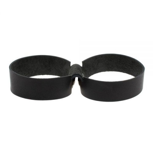 sLash Miracles Smooth Black S - кожаные наручники, 19 см (чёрный)