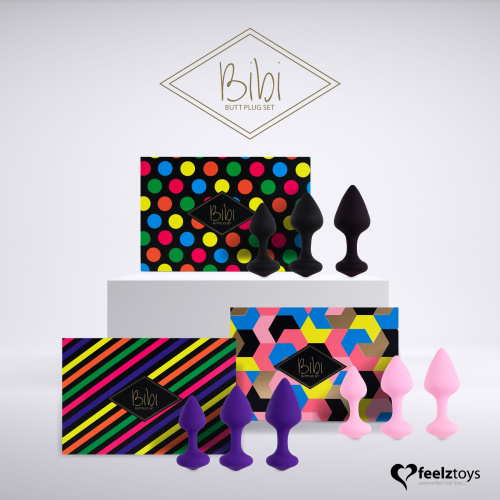 FeelzToys Bibi Butt Plug Set 3 - Набір силіконових анальних пробок, 3 шт (чорний) - купити в Києві, Україні