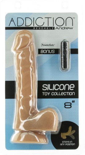 Addiction Andrew 8" Bendable Silicone Dong Caramel силиконовій фаллоимитатор на присоске, 20.3х3.9 см (карамель)