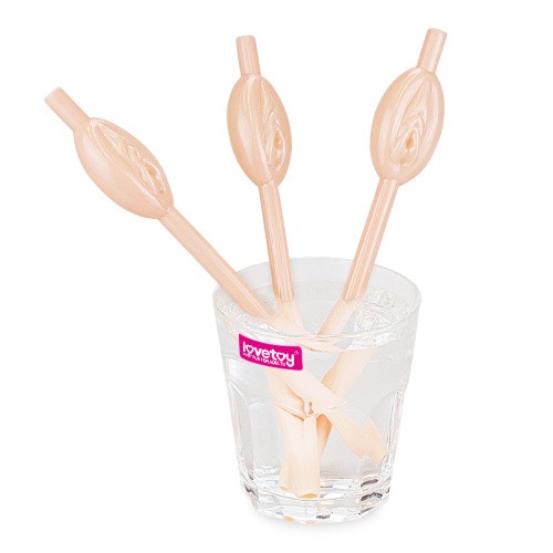Original Pussy Straws Flesh - Трубочки для коктелей, 9 шт (телесный)