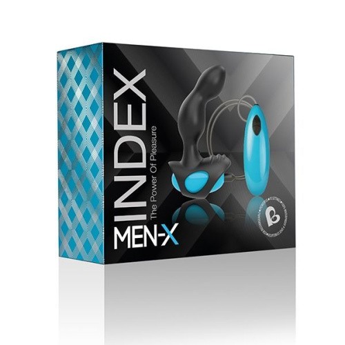 Rocks Off Men-X - Index - Вибромассажер простаты с пультом и съемной насадкой, 7.5х3 см., (черный)