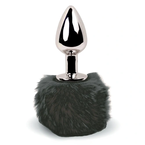 FeelzToys - Bunny Tails Butt Plug - Анальна пробка з пухнастим хвостиком, 7х2.5 см (чорний) - купити в Києві, Україні