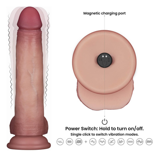 Реалистичный вибратор LoveToy Vibrating Sliding Skin Pro II, 21,5 см