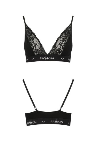 Passion PS001 TOP - Эластичный топ с кружевом, L (черный)