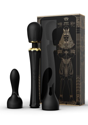 Zalo Kyro Wand мощный перезаряжаемый вибромассажер с 2 насадками, 29.1х5.35 см (чёрный)