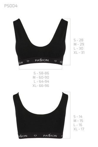 Passion PS004 Top - спортивный топ с широкой резинкой, XL (чёрный)