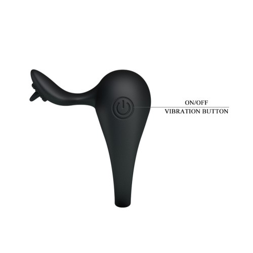 Pretty Love Stimulating Tonguo - віброкільце з язичком, 5х3.1 см (чорний) - купити в Києві, Україні