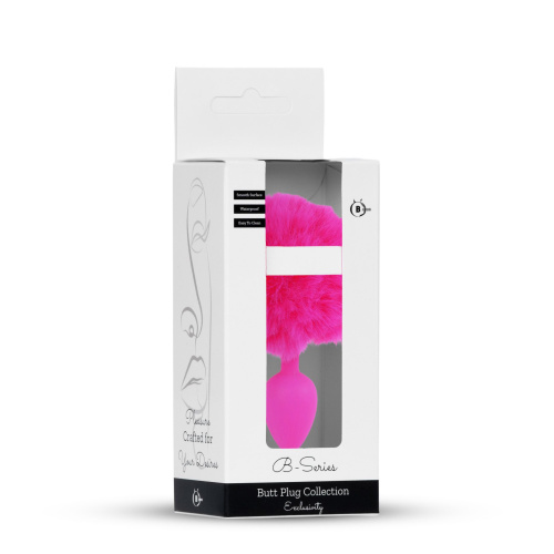 B-Series Jewellery Silicon PLUG Bunny Tail Pink - Анальная пробка с хвостом, 6,5х2,7 см (розовый)