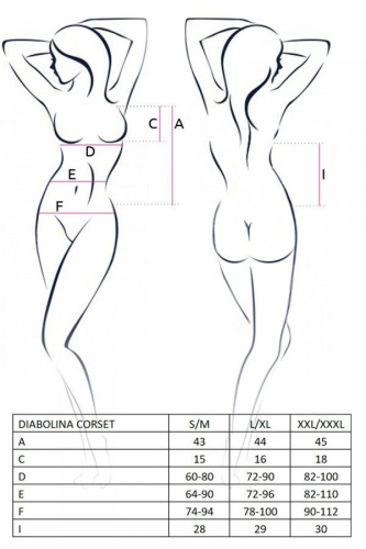 Passion Diabolina Corset - Корсет с открытой грудью, S/M