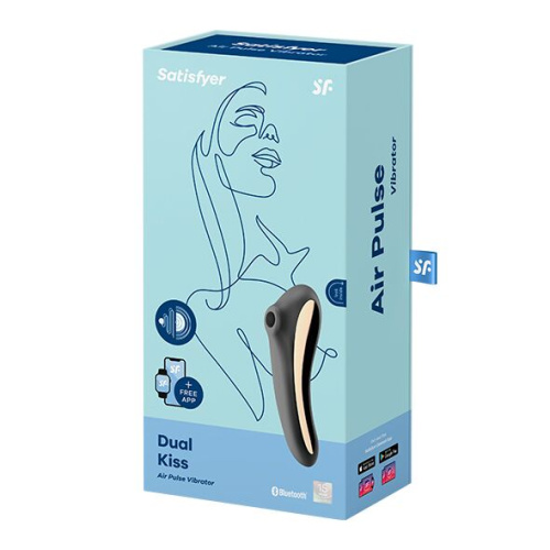 Satisfyer Dual Kiss - Двусторонний стимулятор, 19х6.5 см (чёрный)