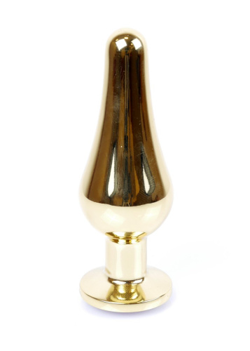 Boss Jewellery Gold Butt Plug Green - Анальна пробка з кристалом, 9,5х3 см (зеленый)