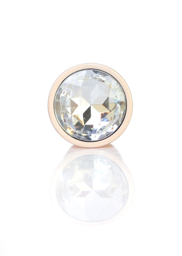 Анальная пробка с камнем B-Series Jewellery Pearl Gold Plug Clear, S