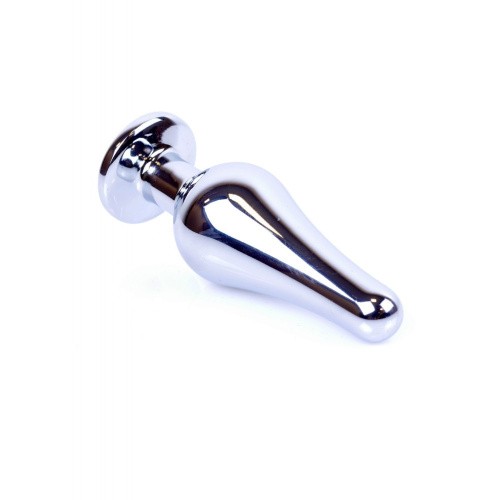 Boss Jewellery Silver Butt Plug Purple - Анальная пробка с кристаллом, 9,3х3 см (фиолетовый)