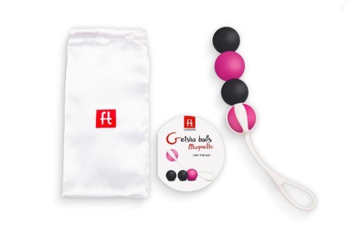 Gvibe Geisha balls Magnetic - Мощный магнитный тренажер Кегеля, 2х27 г, 2х15 г (розовый с черным)