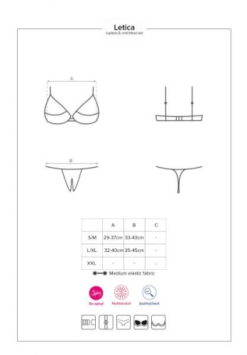 Obsessive Letica set otwarte - эротический комплект с доступом, S/M (чёрный)