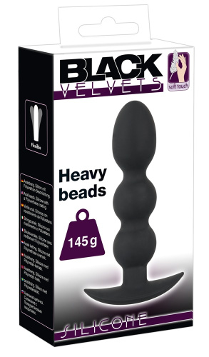 Orion Black Velvets Heavy Beads - Анальна пробка, 13,3х3,2 см (чорний) - купити в Києві, Україні