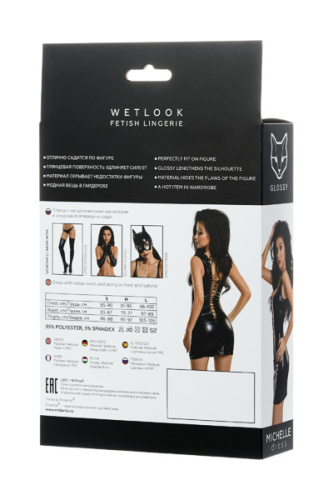 Toyfa Glossy Wetlook - Платье сексуальное со шнуровкой, L