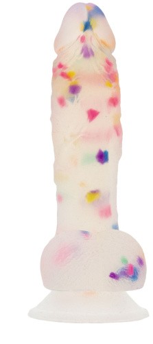 Addiction - Party Marty - 7.5" - Frost & Confetti - фаллоимитатор с конфетти, 19х3.8 см (белый)
