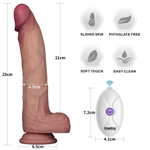 Реалистичный вибратор LoveToy Vibrating Sliding Skin Pro II, 25 см