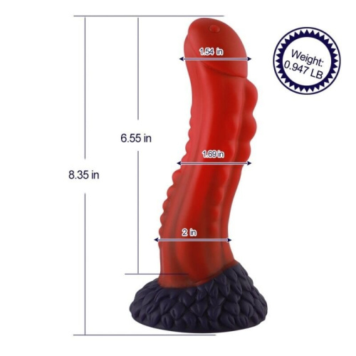 Фалоімітатор для секс-машин Hismith 8.35″ Curved Silicone Dildo Red Monster Series, система KlicLok - купити в Україні | Секс шоп SEX-SHOP.ua