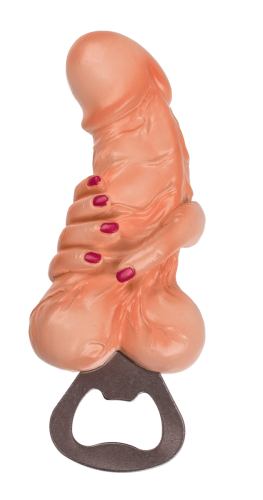 Bottle Opener Willy+Balls With Hand - Металлическая открывалка для бутылок с магнитом, 13 см