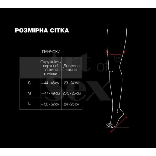 Сексуальные виниловые чулки с кружевом Art of Sex Lora, L